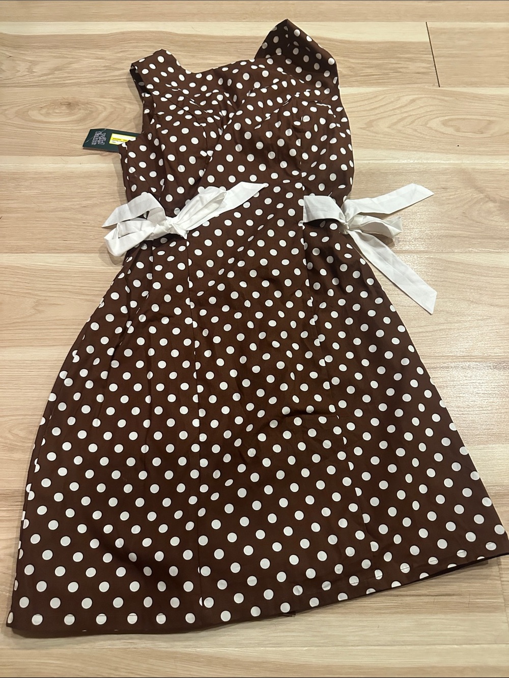 wild fable Brown Polka Dot Sleeveless Dress with White Ties